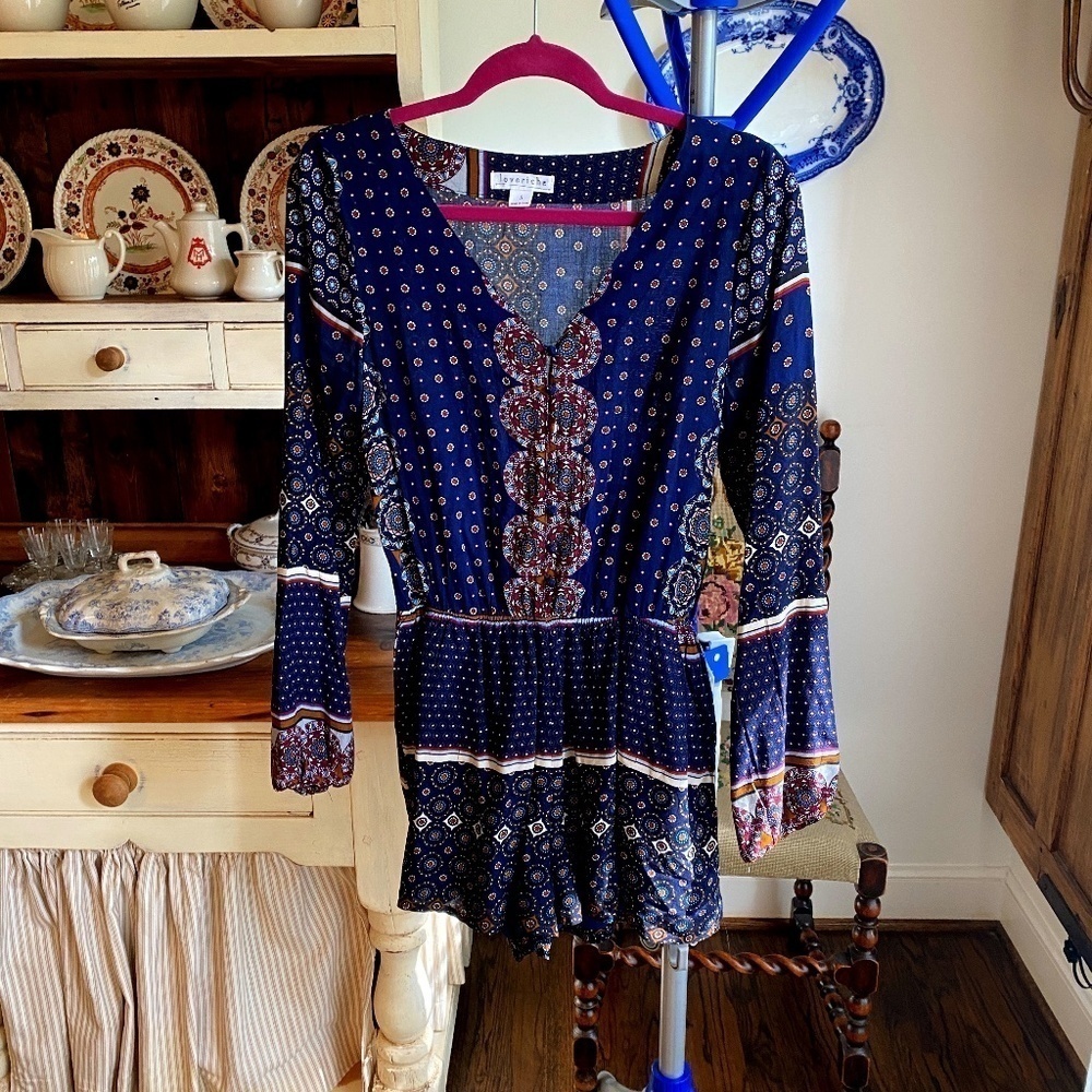 Loveriche navy printed romper.  Size S